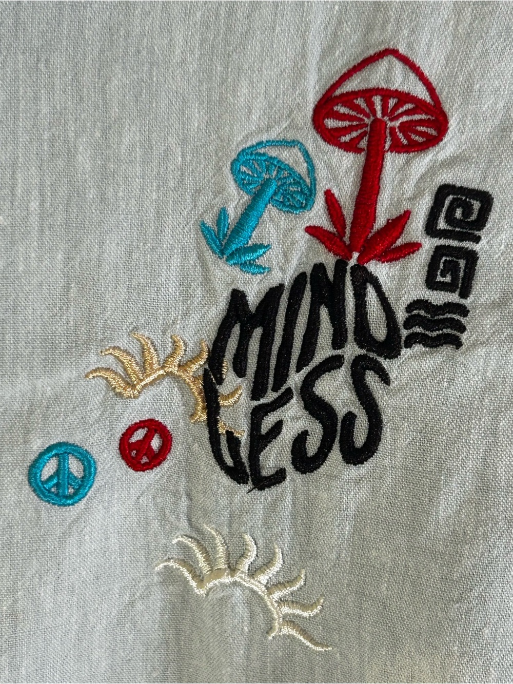 PacSun Linen Blend Embroidered Camp Shirt Streetwear Skate Surf Women’s S